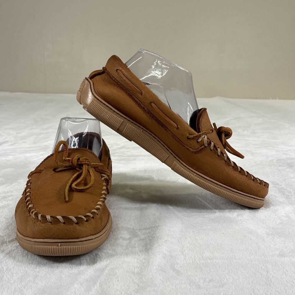 Minnetonka Men's Brown Leather Lace-Up Moccasins Casual Shoes US 8 MPN 890 Chrty